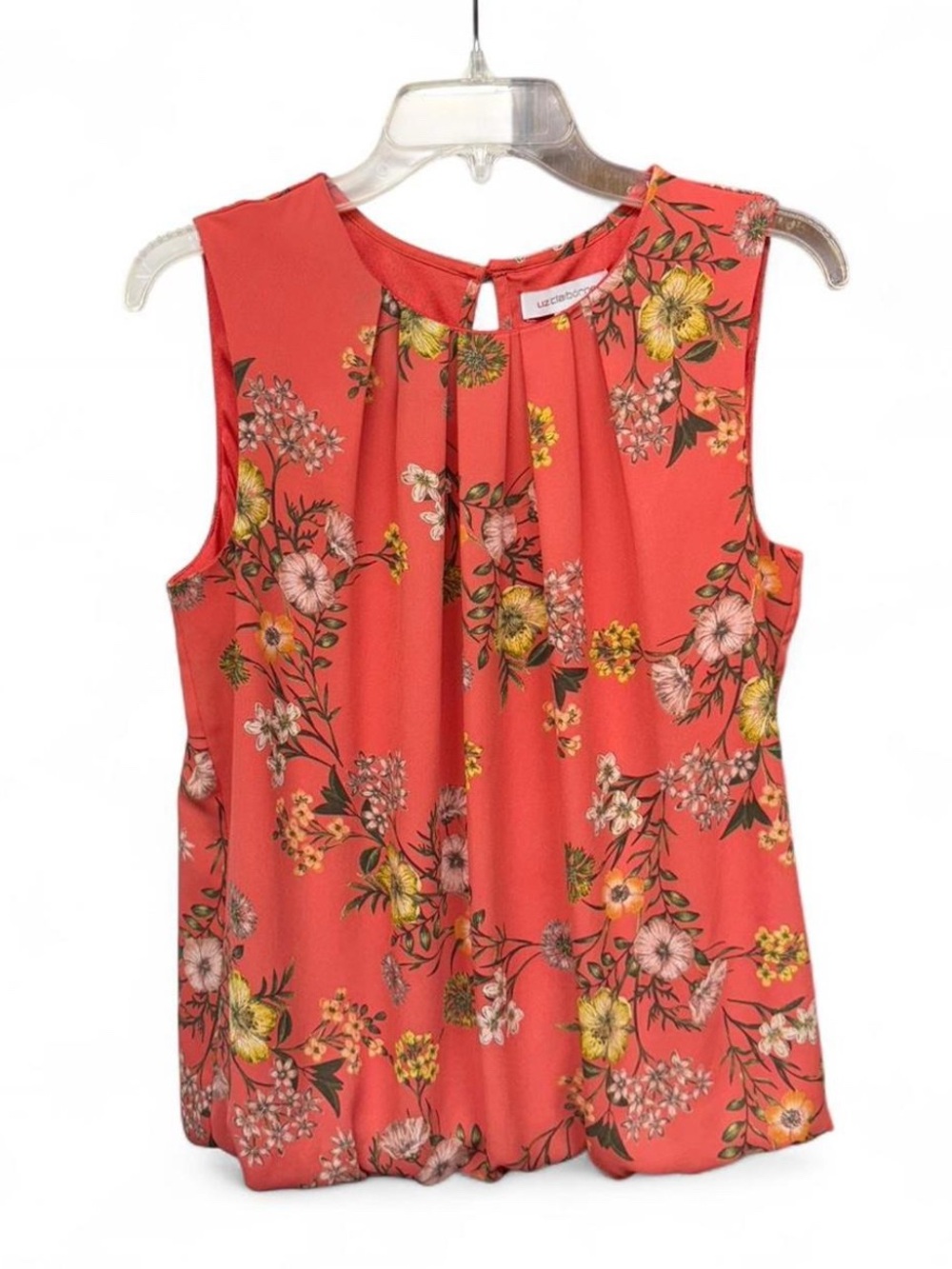 Claiborne Coral Floral Sleeveless Bubble Hem Blouse Top - Size M